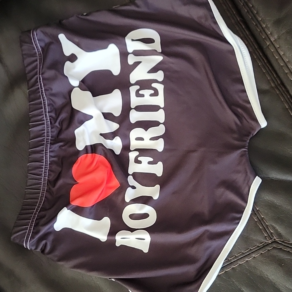 Valentine's Day Heart Slogan Print Contrast Trim Shorts